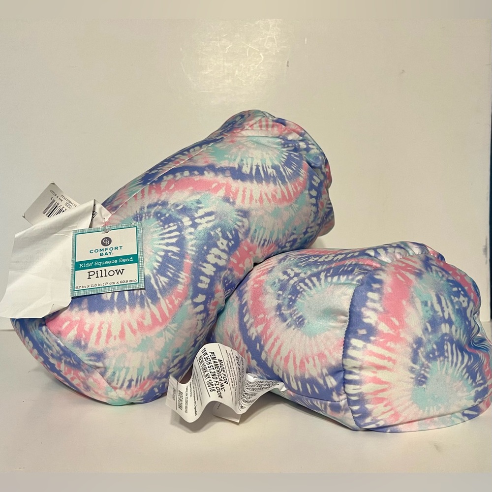 2 - Comfort Bay Log Roll Pillow Beaded Tie-dye 6.7”x11.8”